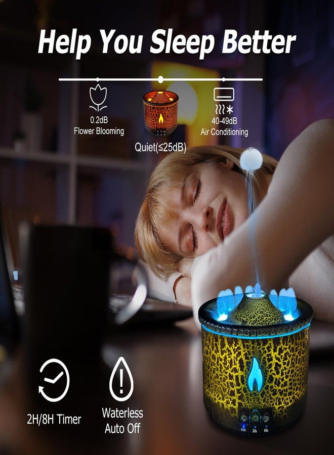 Cechlicht Volcano Diffuser, Essential Oil Diffuser 300ml Volcano Humidifier with Flame & Volcano Mist Mode, 2 Colors, Timer, Auto Shut-Off, Remote Control, Flame Diffusers for Home Bedroom Black - Image 5